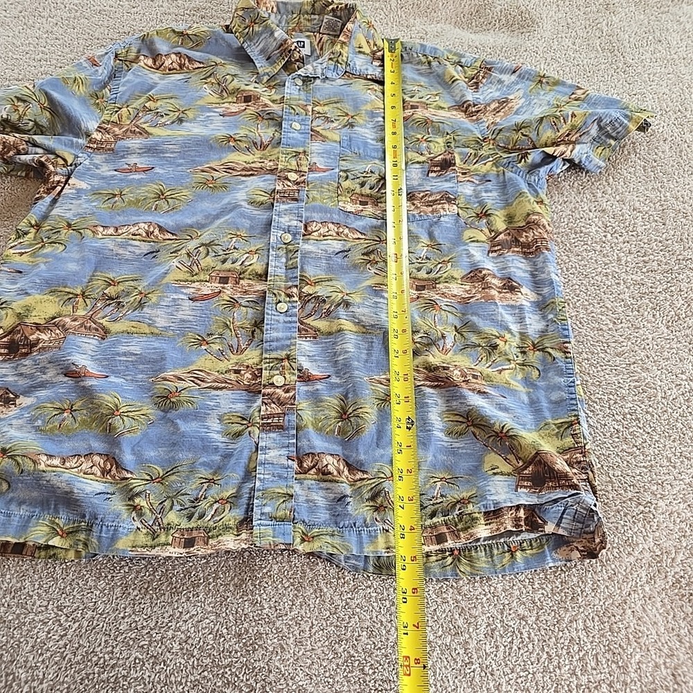 Vtg Gap Men's Y2K Hawaiian Island Native Palm Trees Short Sleeve Shirt Sz L - Picture 13 of 16